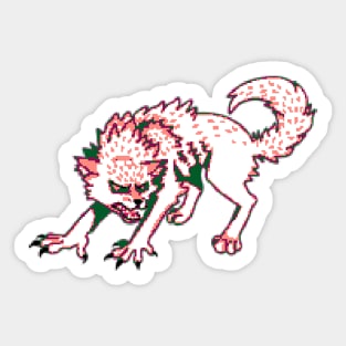 Pixel Werewolf (Red, White, and Green) Sticker